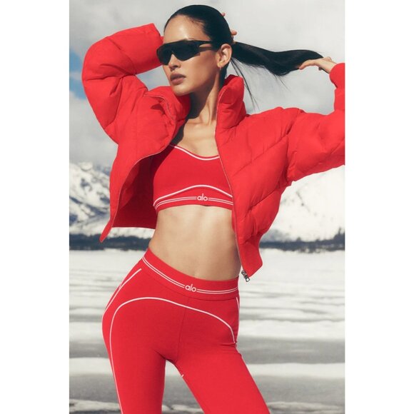 ALO Yoga Alosoft Heart Throb Bra in Bright Red - Picture 2 of 5